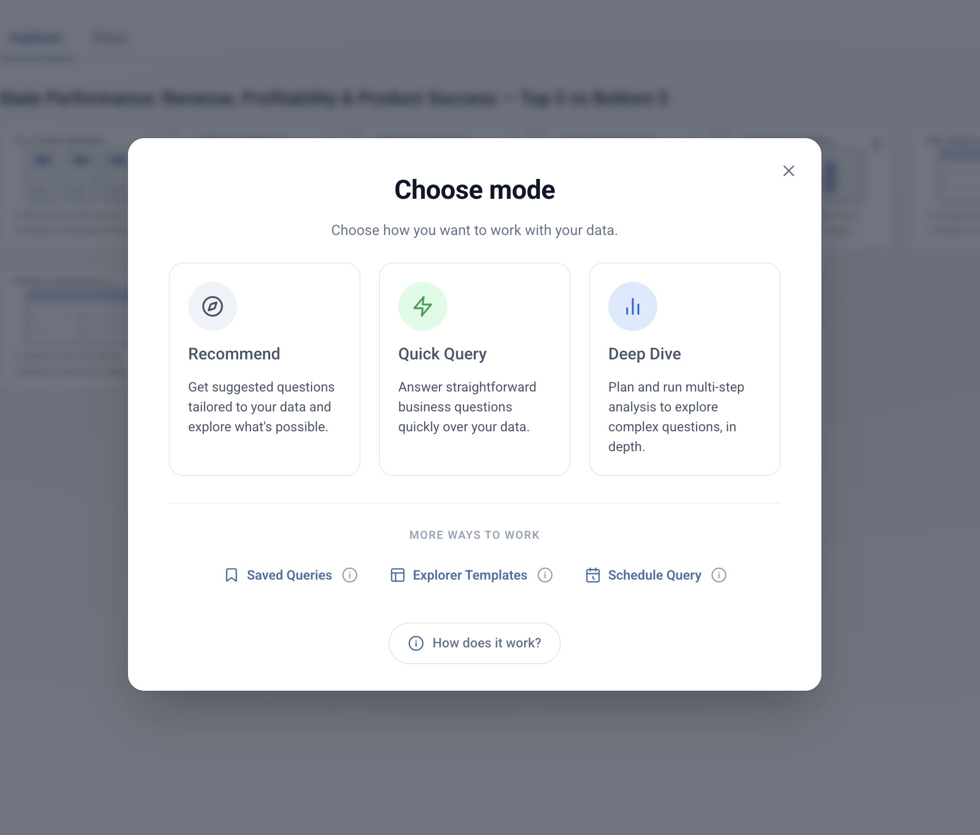 Dactana mode selection screen showing available analysis modes