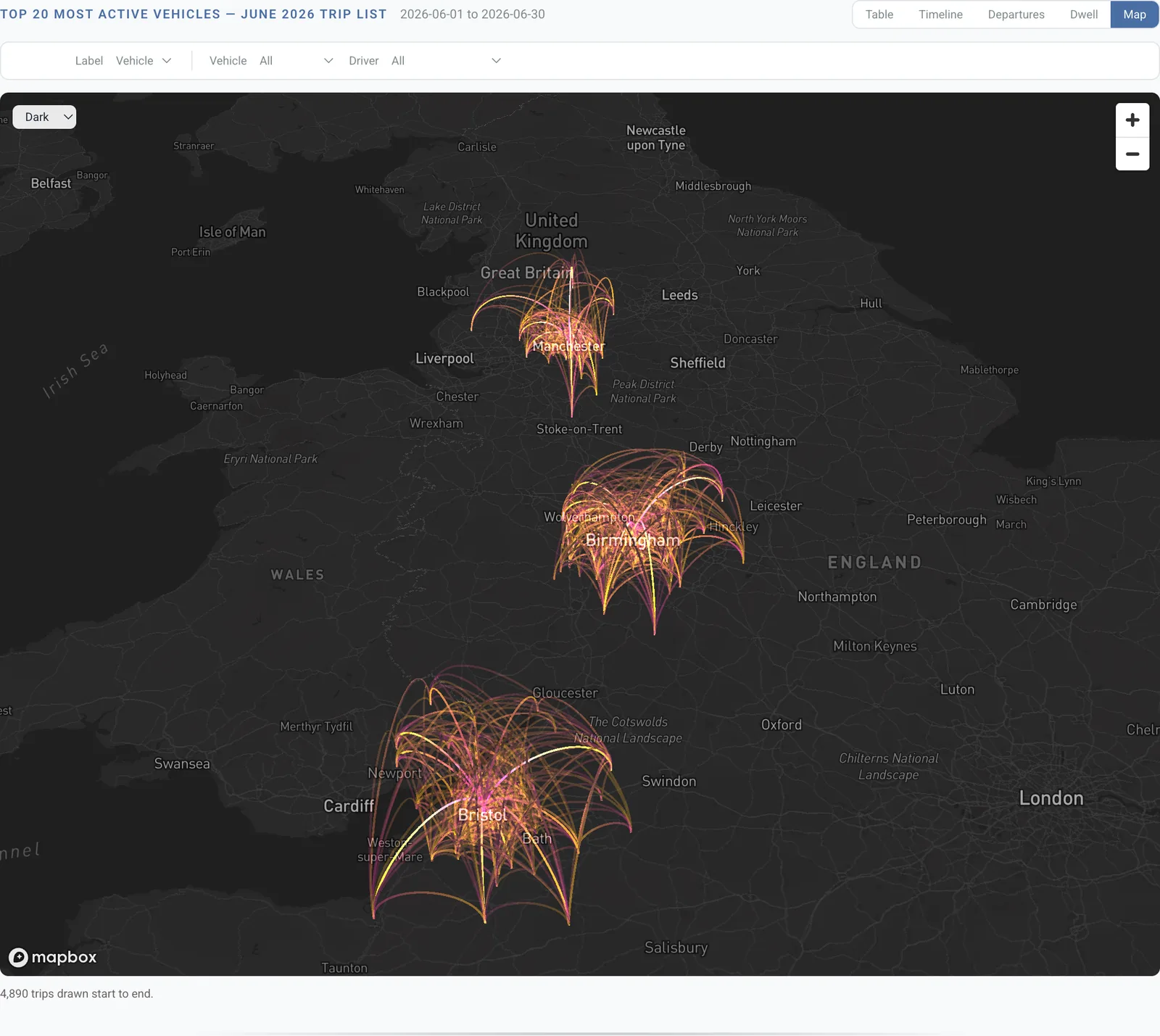 Map: every trip, start to end
